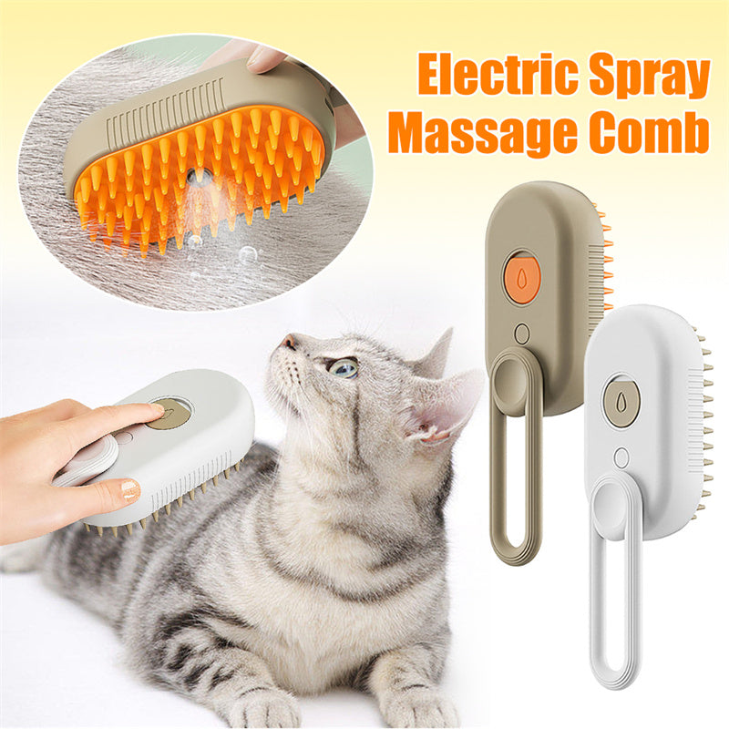 Elektrische 3-in-1 Tierbürste mit Dampffunktion – Fellpflege- und Massagebürste für Hunde und Katzen