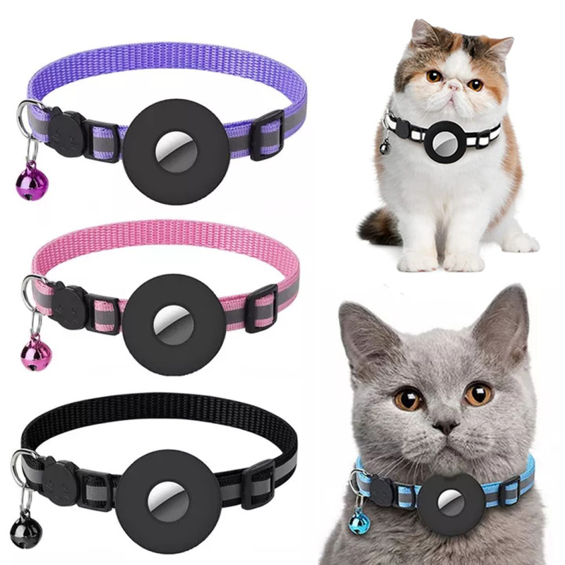 Reflektierendes Halsband mit wasserdichter AirTag-Halterung für Hunde und Katzen